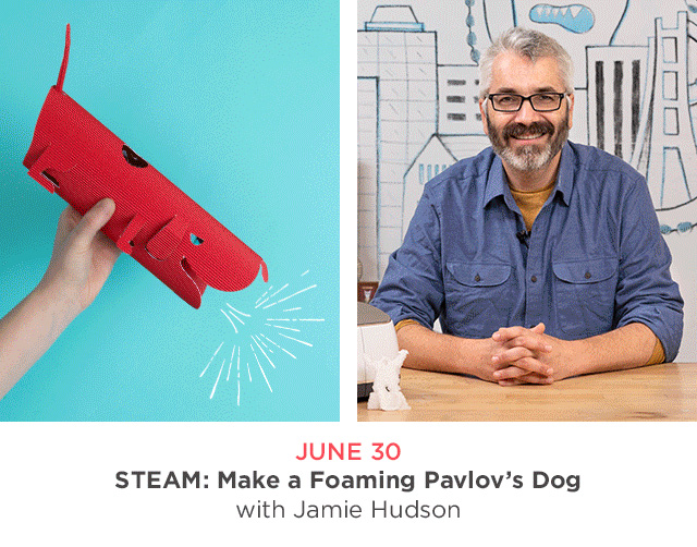 Jamie Hudson, a PhD chemist and cxrafter, teaches you how to make a foaming Pavlov's dog out of red paper