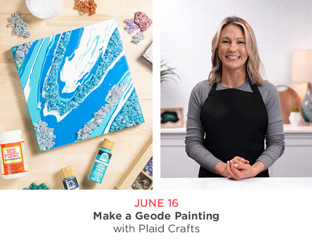 Kyra Balentine of Plaid Crafts demonstrates how to make a geode painting with Mod Podge, acrylic paint, and rock salt.