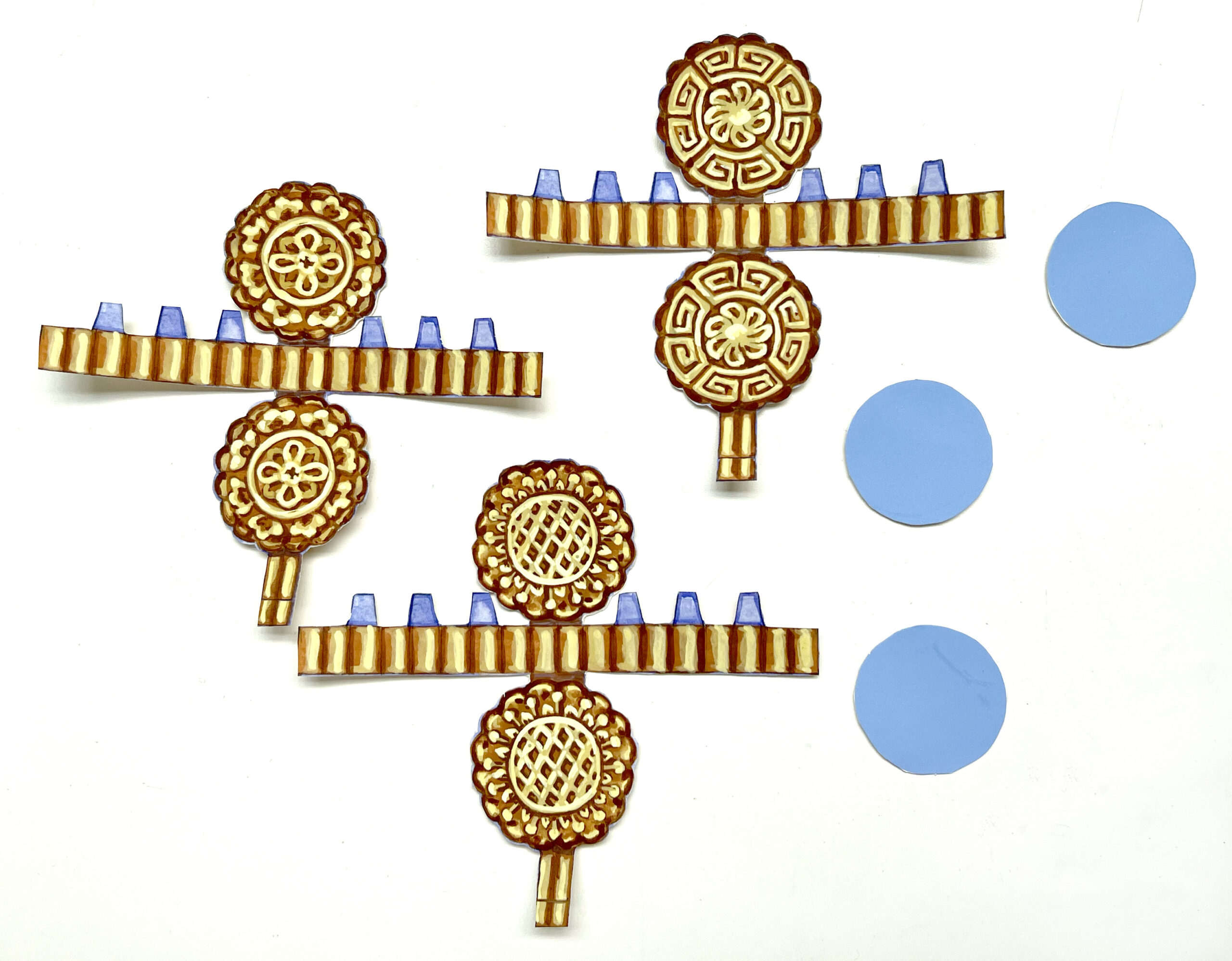 image of paper cut outs for a DIY paper mooncake box