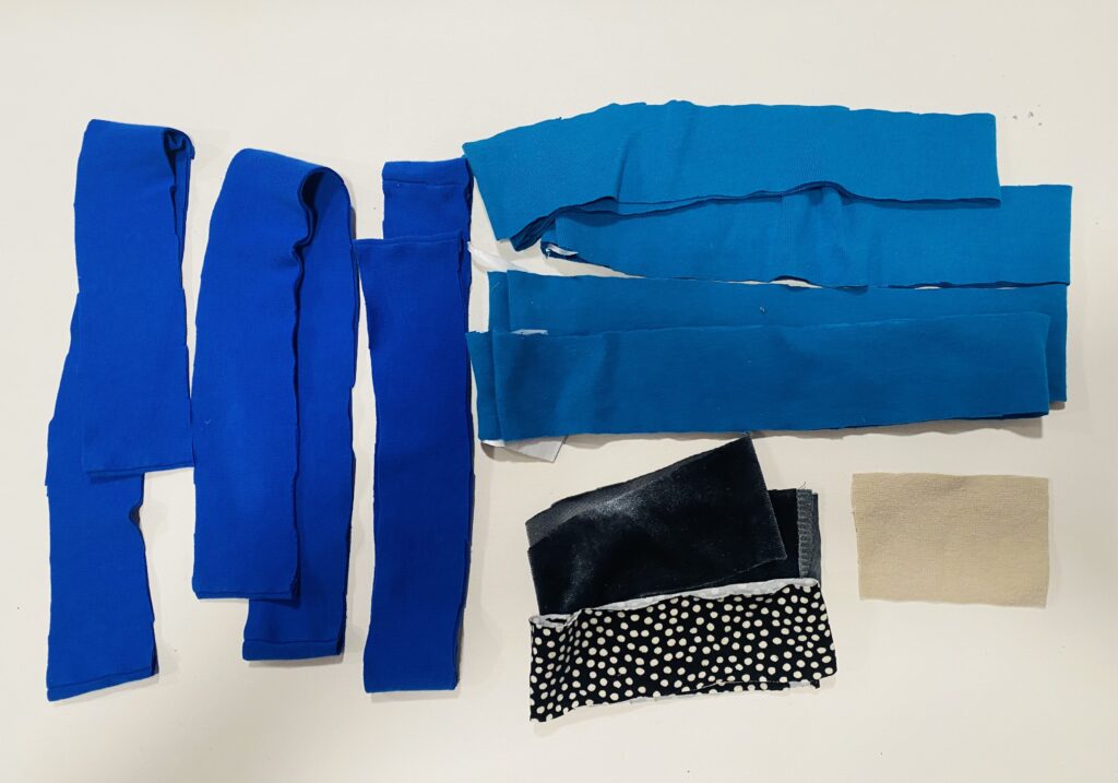 image of blue strips fabric on a white table