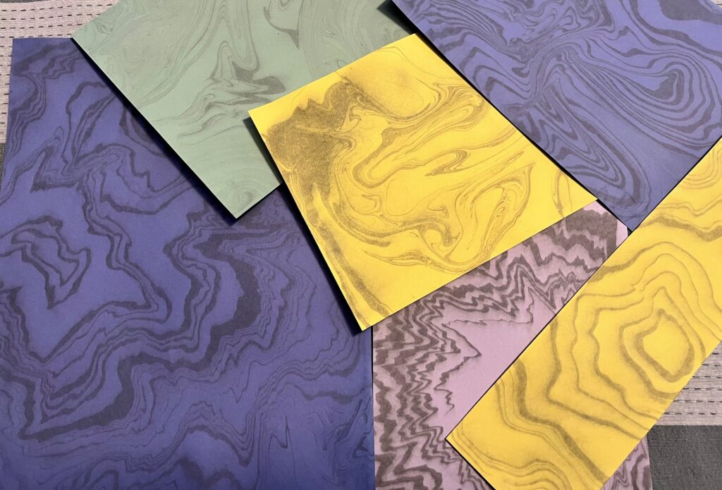 image of colorful hand marbled papers